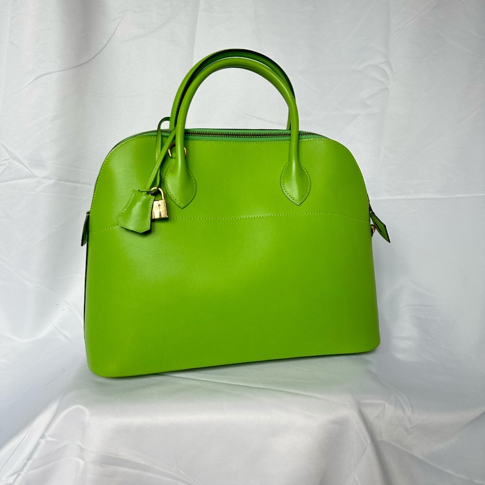 Hermes Bolide 35 Taurillon Clemence Apple Green